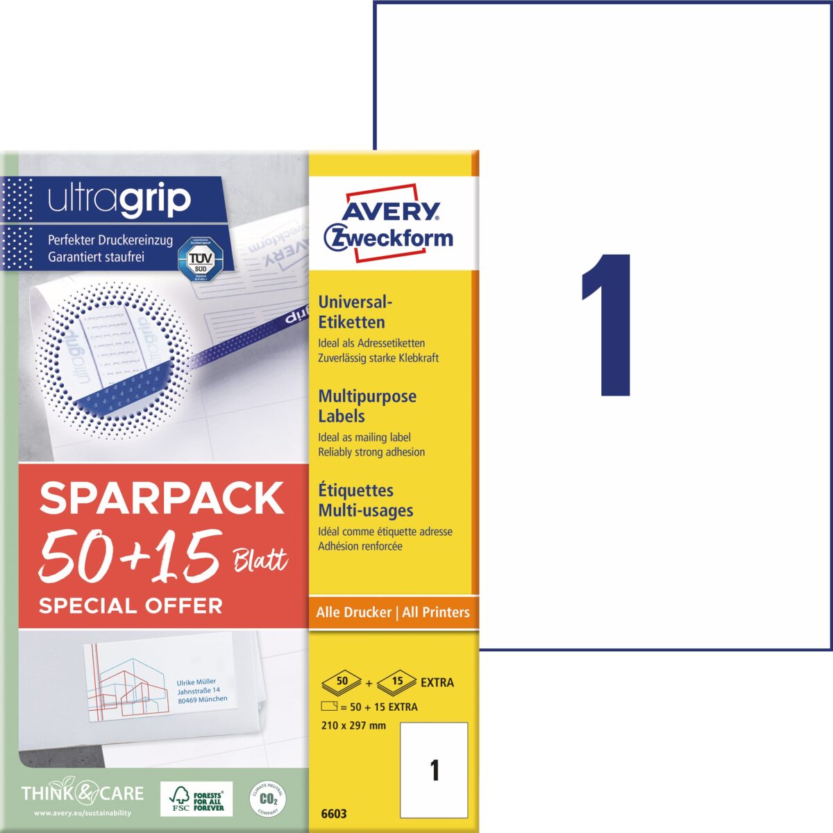 AVERY ZWECKFORM Universal-Etiketten 210x297mm 6603Z weiss 65 Stk./65 Blatt – Hochwertig & günstig bei ShopDeca