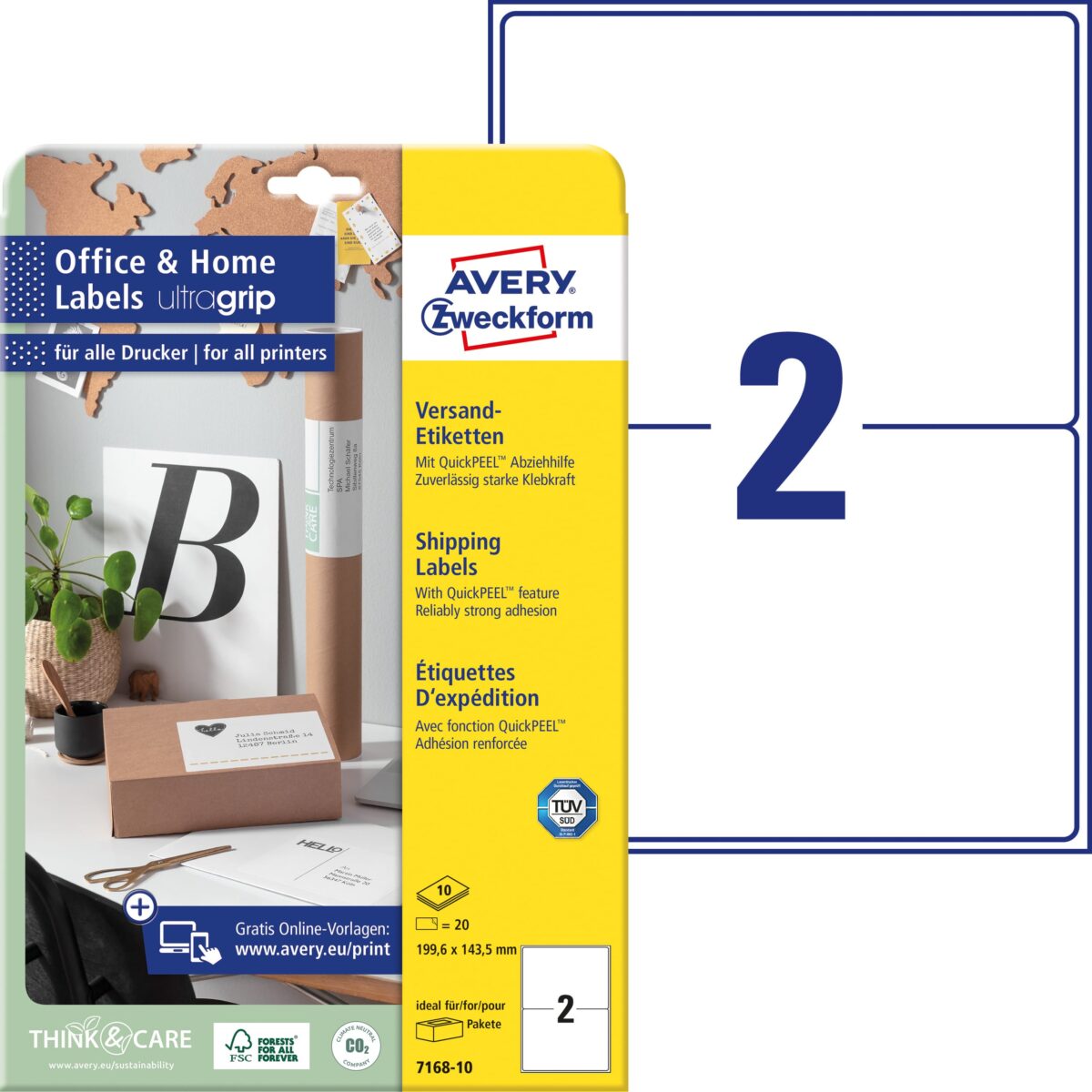 AVERY ZWECKFORM Etiketten 143.5x199.6mm 7168-10 weiss, perm. 10 Blatt/2 Stk. – Hochwertig & günstig bei ShopDeca