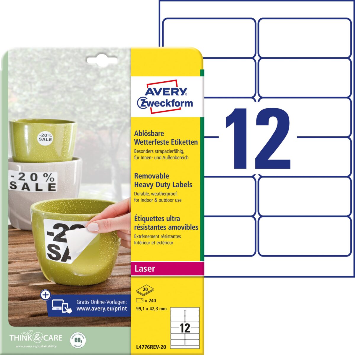 AVERY ZWECKFORM Etiketten 99,1x42,3mm L4776REV2 240 Stück – Hochwertig & günstig bei ShopDeca