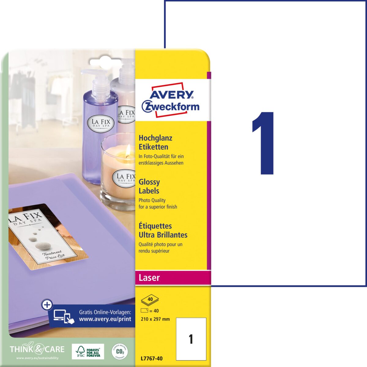 AVERY ZWECKFORM Etiketten A4 L7767-40 weiss, glossy 40 Stück – Hochwertig & günstig bei ShopDeca