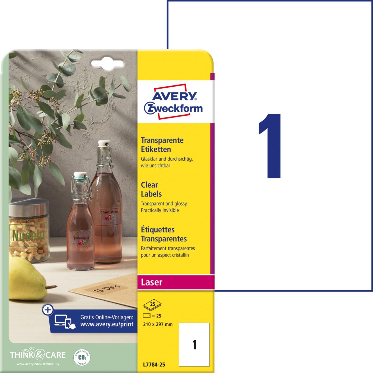 AVERY ZWECKFORM Etiketten 210x297mm L7784-25 transparent 25 Stück – Hochwertig & günstig bei ShopDeca