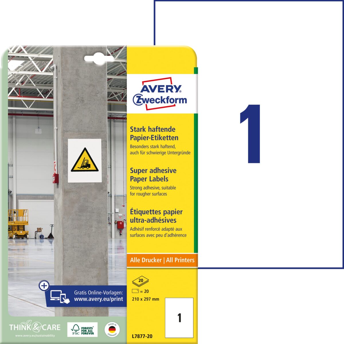 AVERY ZWECKFORM Etiketten Universal 210x297mm L7877-20 20 Blatt – Hochwertig & günstig bei ShopDeca