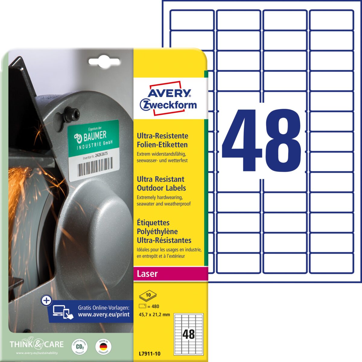 AVERY ZWECKFORM Etiketten 45,7x21,2mm L7911-10 weiss ultra-resistant – Hochwertig & günstig bei ShopDeca