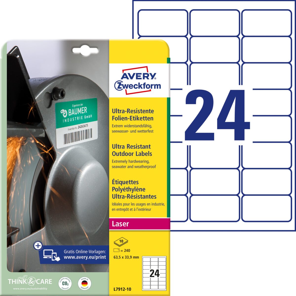 AVERY ZWECKFORM Etiketten 63,5x33,9mm L7912-10 weiss ultra-resistant – Hochwertig & günstig bei ShopDeca