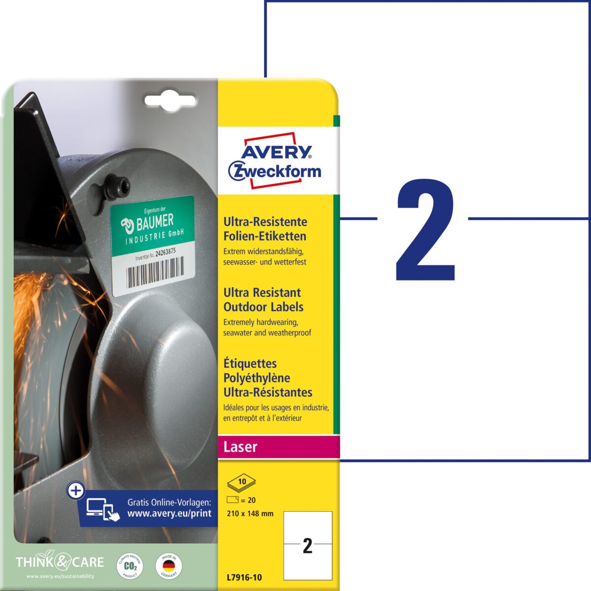 AVERY ZWECKFORM Etiketten 210x148mm L7916-10 weiss ultra-resistant – Hochwertig & günstig bei ShopDeca