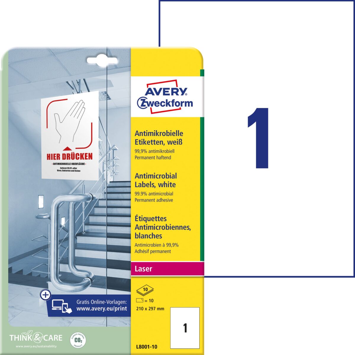 AVERY ZWECKFORM Etiketten L8001-10 Antimic. 210x297mm weiss – Hochwertig & günstig bei ShopDeca