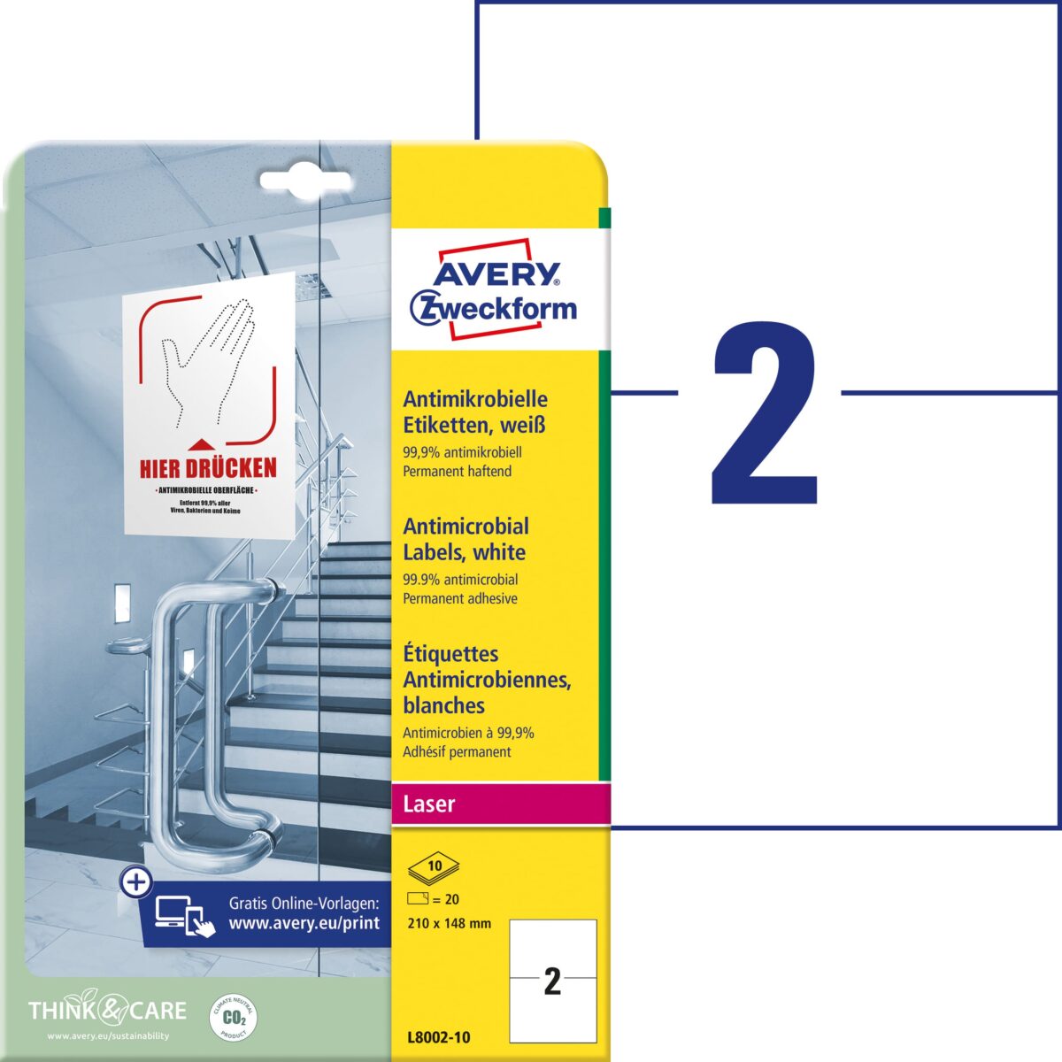 AVERY ZWECKFORM Etiketten L8002-10 Antimic. 210x148mm weiss – Hochwertig & günstig bei ShopDeca