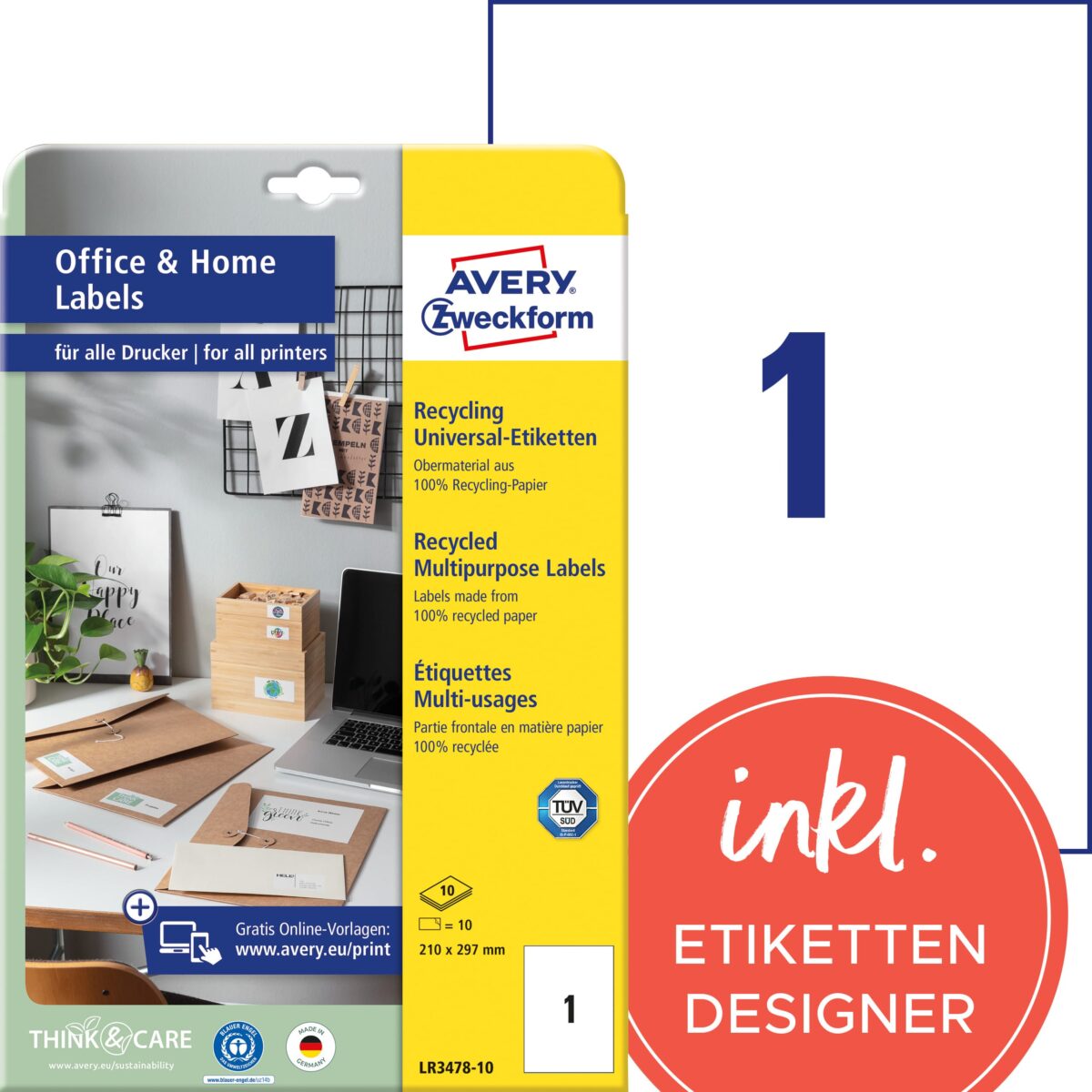 AVERY ZWECKFORM Etiketten 297x210mm LR3478-10 weiss, perm. 10 Blatt/1 Stk. – Hochwertig & günstig bei ShopDeca