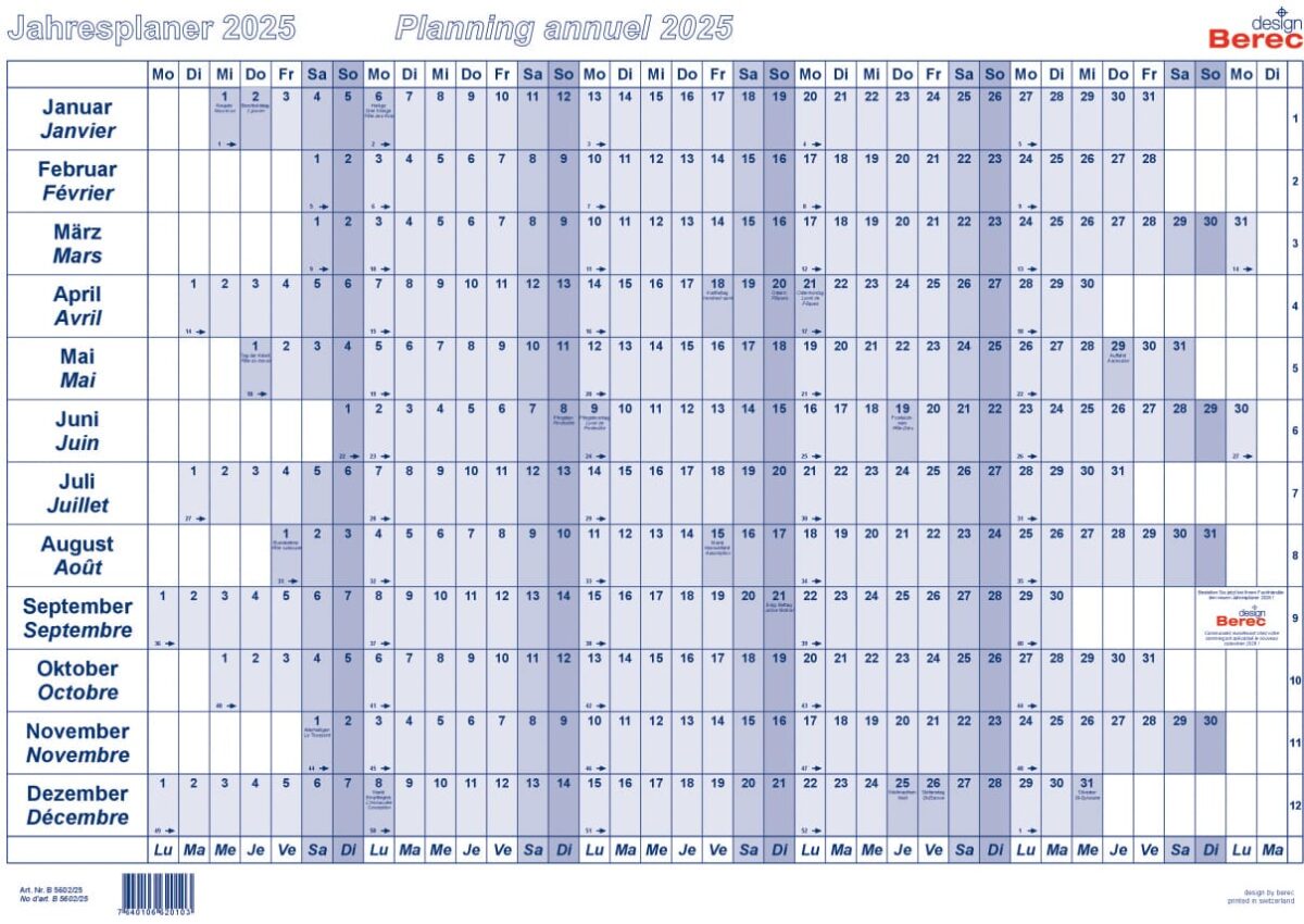BEREC Papierjahresplaner 2025 B 5602/25 1J/1S blau A2 – Hochwertig & günstig bei ShopDeca