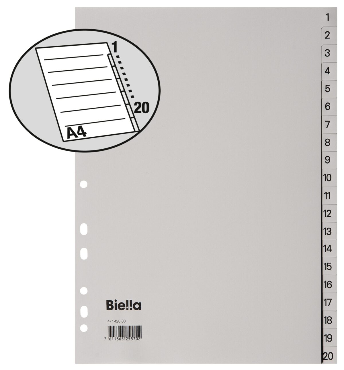 BIELLA Register PP A4 47142000U grau 1-20 – Hochwertig & günstig bei ShopDeca