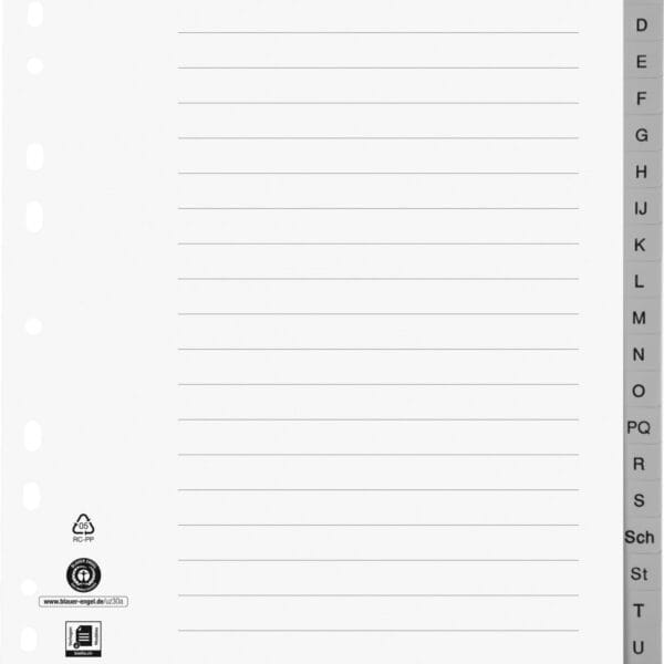 BIELLA Register PP A4 47142400U grau 24-teilig A-Z