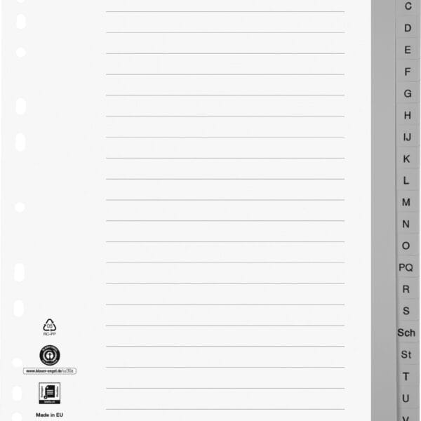 BIELLA Register PP A4+ 47842400U grau 24-teilig A-Z