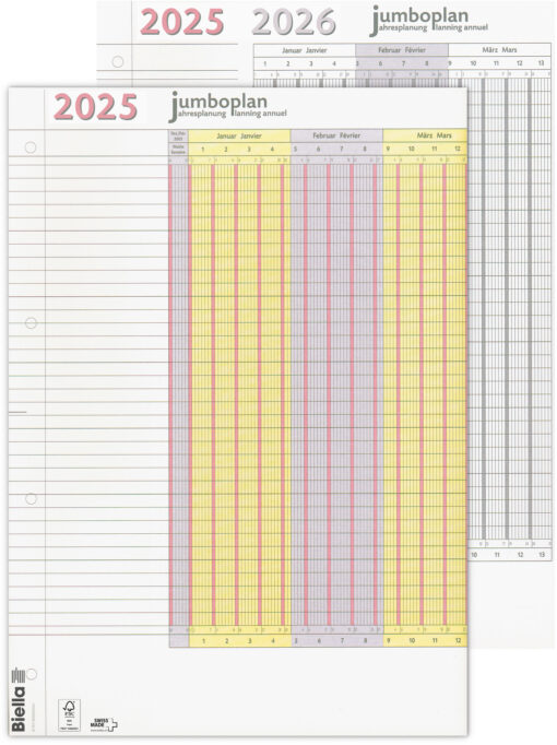 BIELLA Wandplaner Jumbo 2 Stk. 2025 876418000025U 1J/1S weiss 64.5x29.7cm