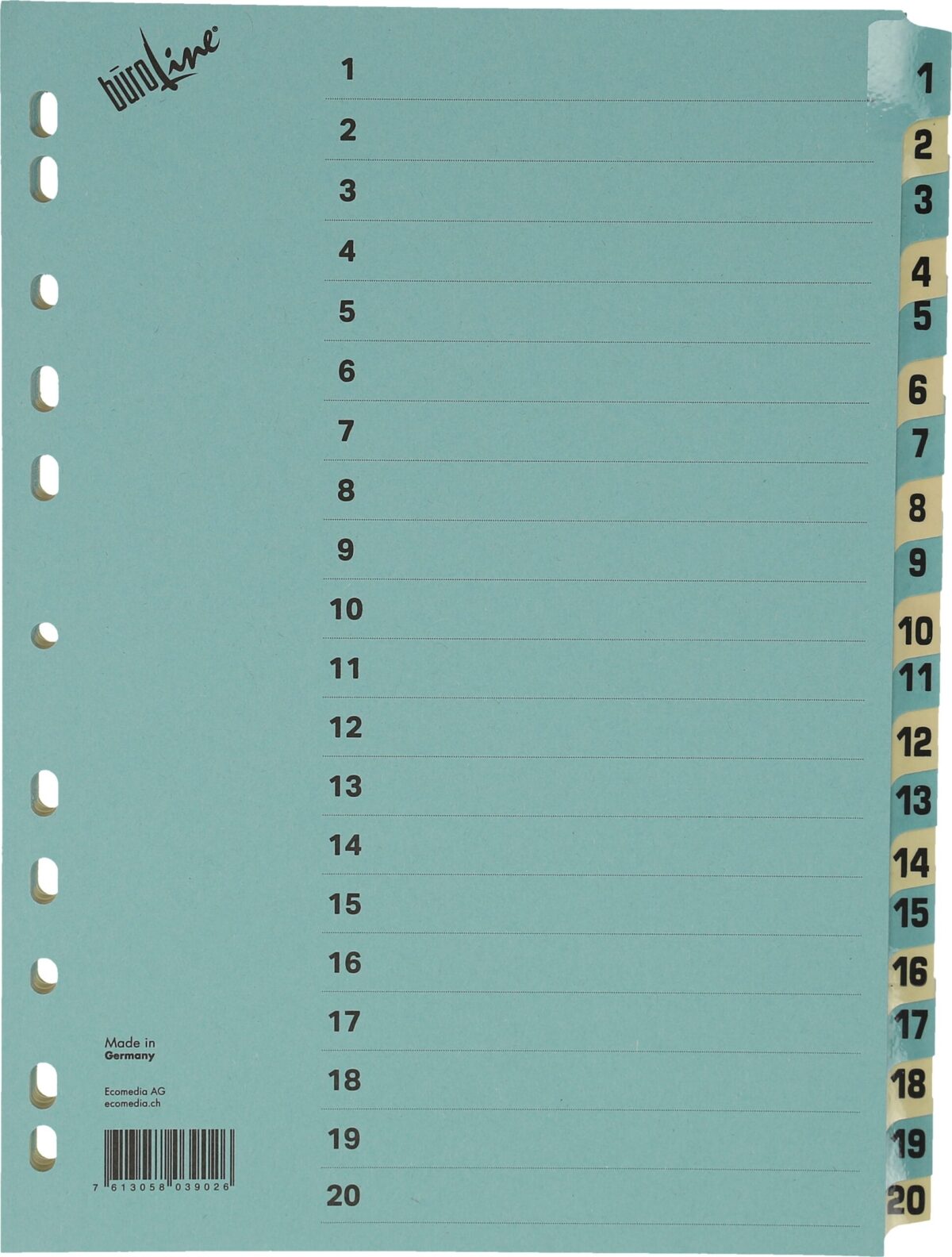 BÜROLINE Kartonregister A4 40552 blau/beige 1-20 – Hochwertig & günstig bei ShopDeca