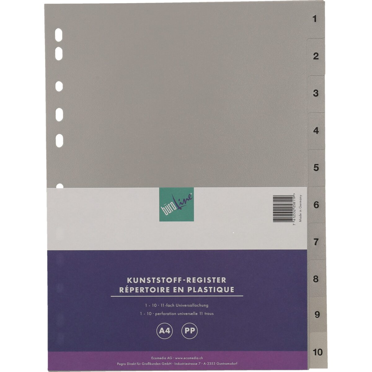 BÜROLINE Register PP A4 40936 grau 1-10 – Hochwertig & günstig bei ShopDeca