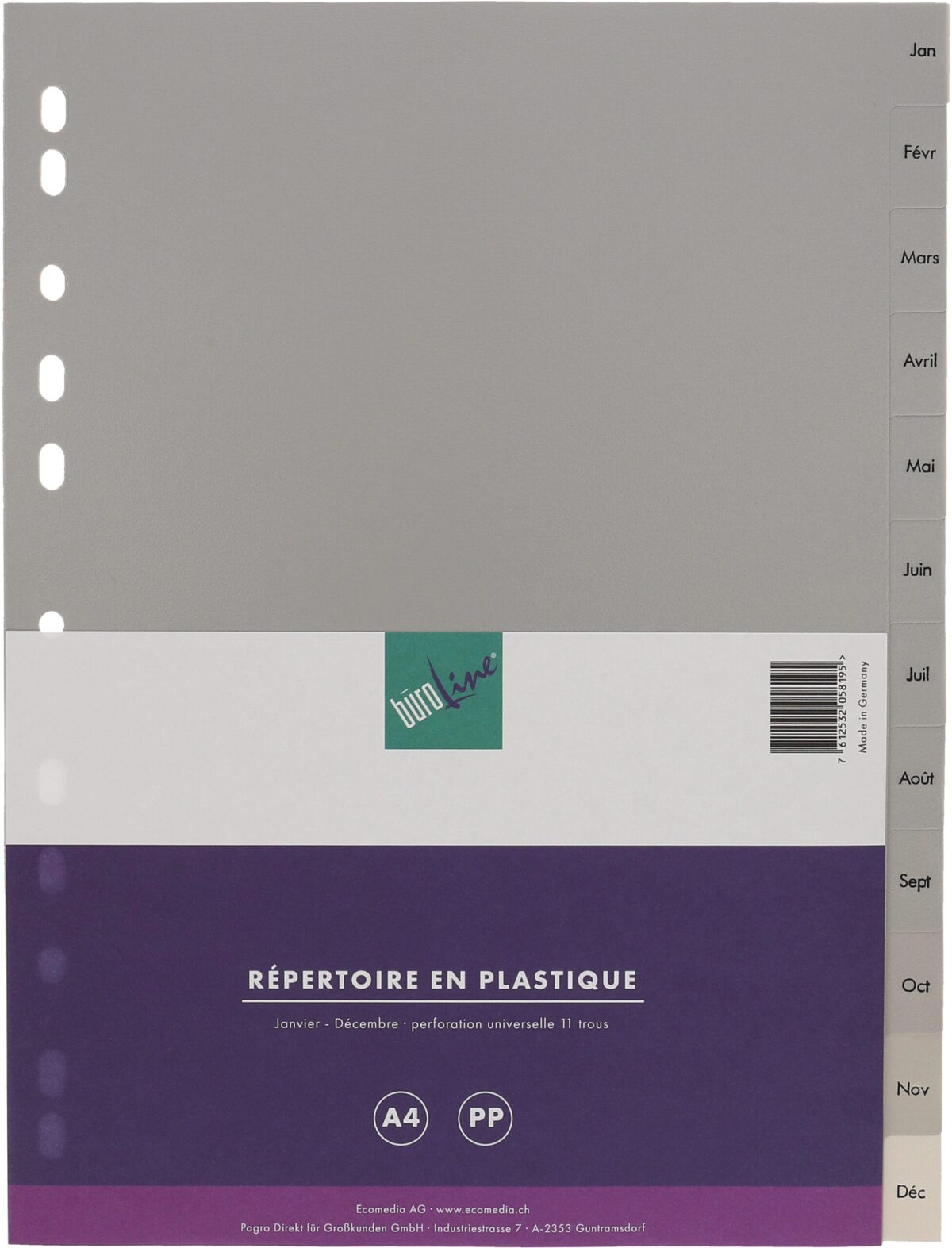 BÜROLINE Register PP A4 40953 grau Jan-Dec FR – Hochwertig & günstig bei ShopDeca