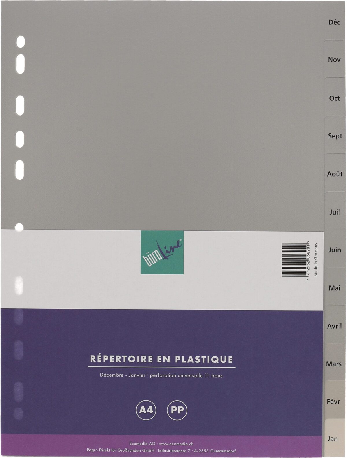 BÜROLINE Register PP A4 40955 grau Déc-Jan FR – Hochwertig & günstig bei ShopDeca