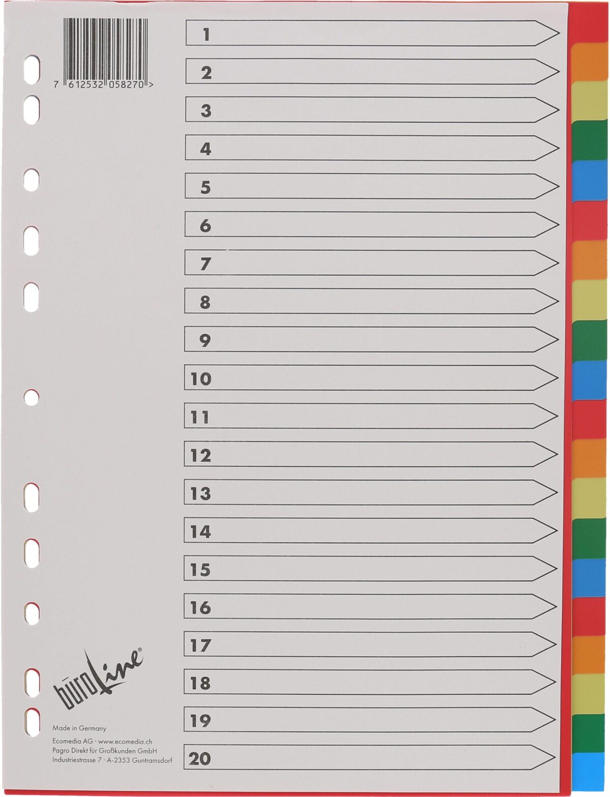 BÜROLINE Register PP bunt A4 40985 bunt 20-teilig – Hochwertig & günstig bei ShopDeca