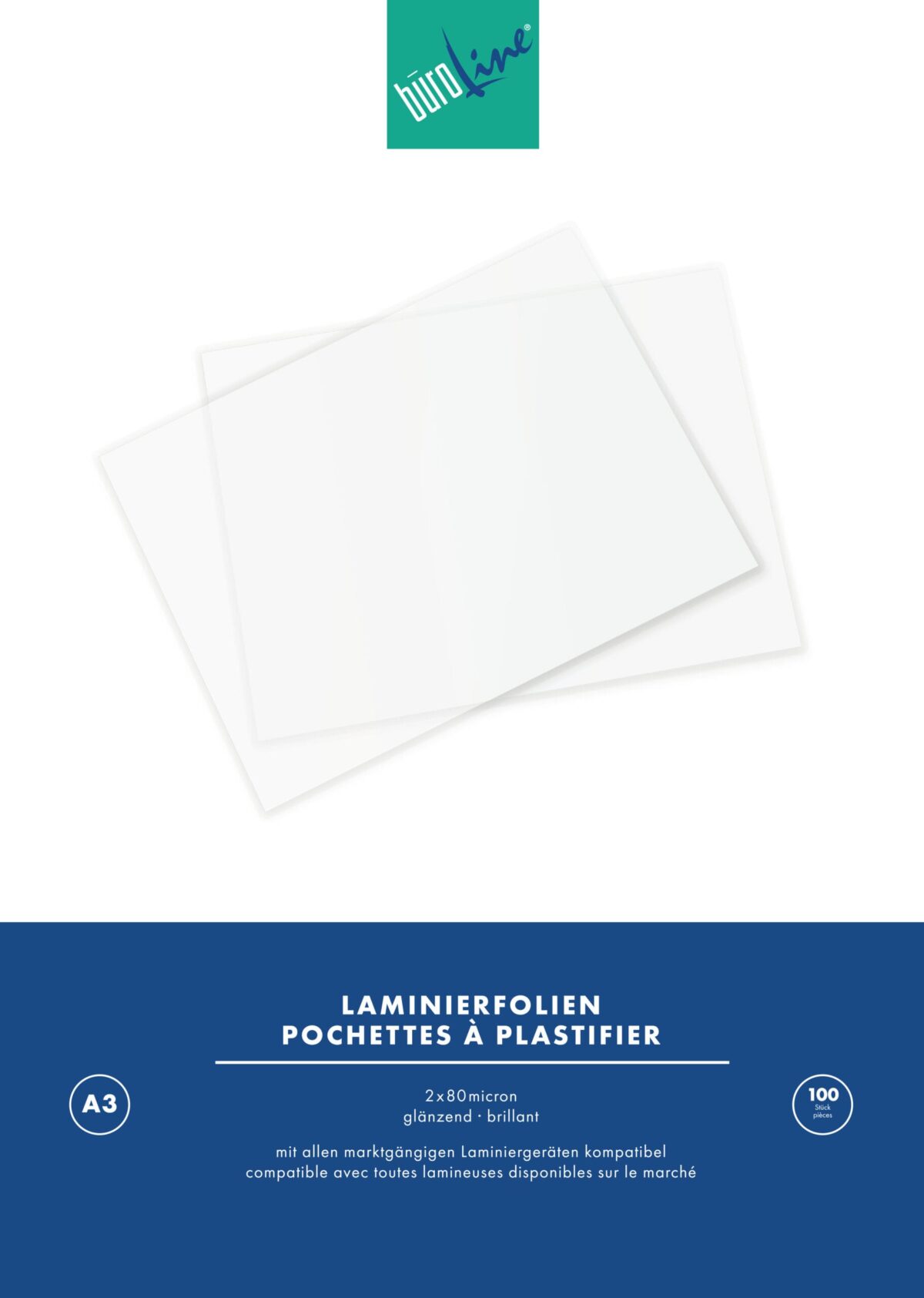 BÜROLINE Laminiertasche A3 47170000 glanz, 80my 100 Stk – Hochwertig & günstig bei ShopDeca