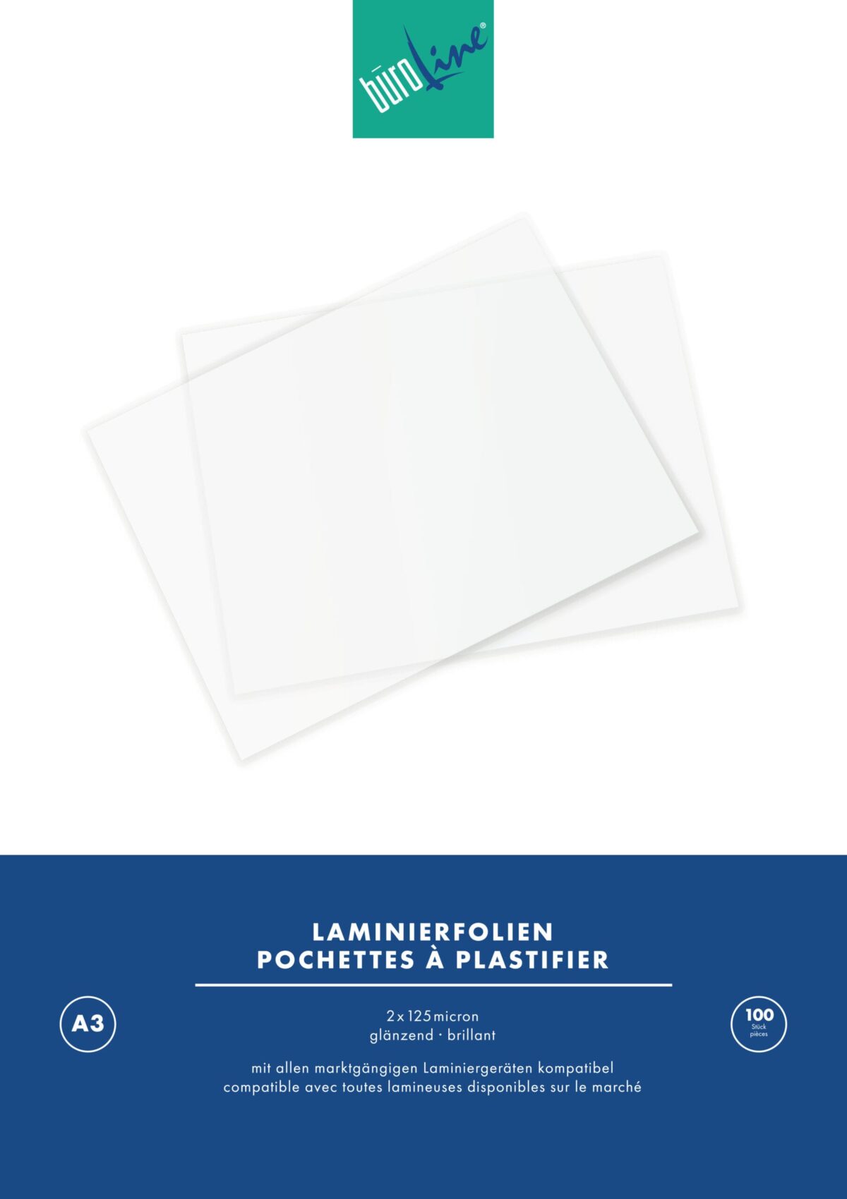 BÜROLINE Laminiertasche A3 47180000 glanz, 125my 100 Stk – Hochwertig & günstig bei ShopDeca