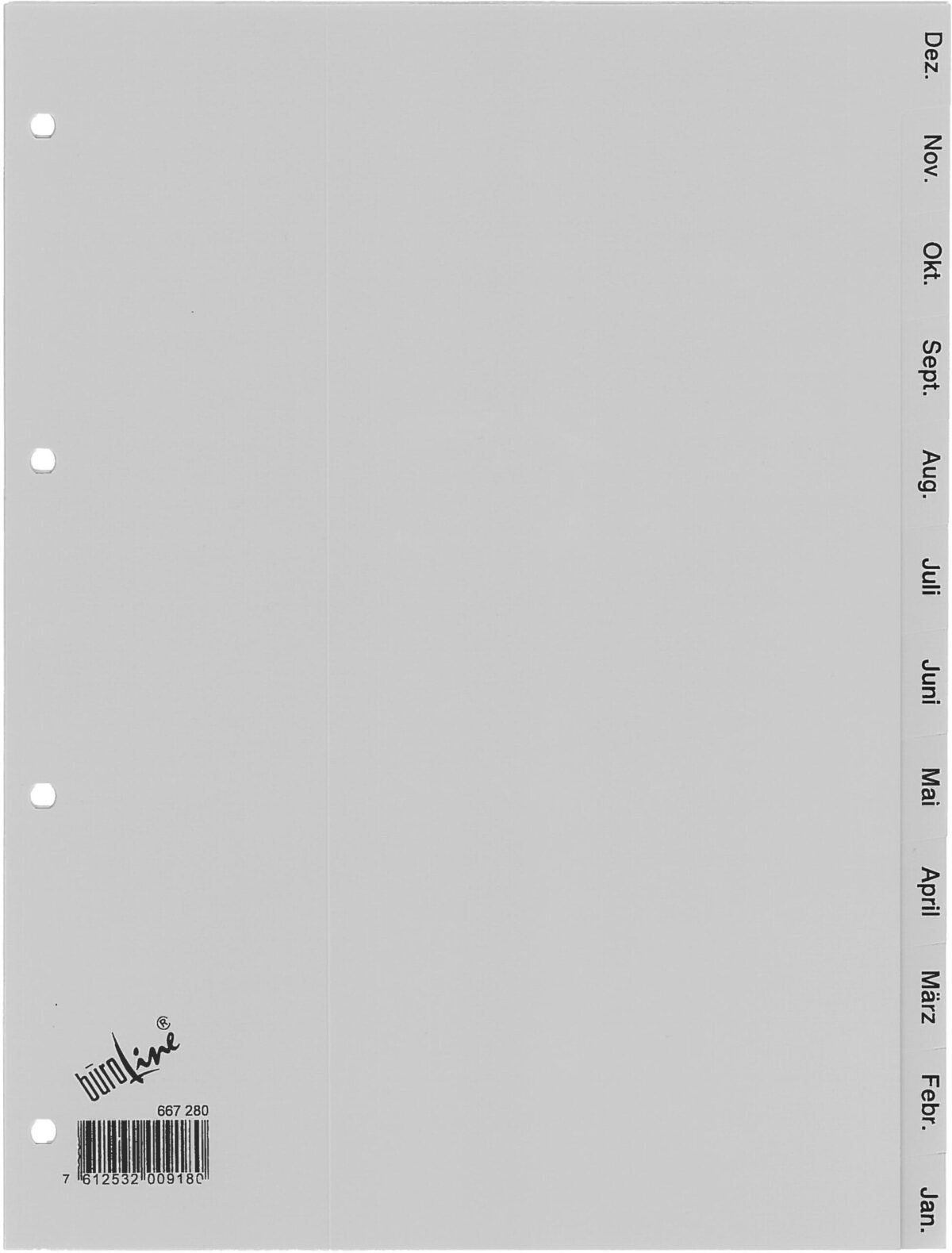 BÜROLINE Register PP A4 667280 grau Dez-Jan DE – Hochwertig & günstig bei ShopDeca