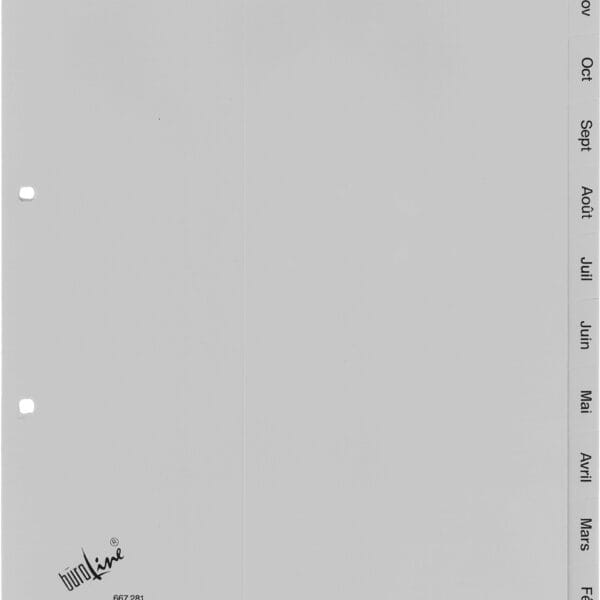 BÜROLINE Register PP A4 667281 grau Déc-Jan FR