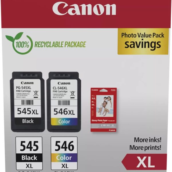 CANON Photo Value Pack XL CMYBK PGCL545/6 PIXMA iP2850 GP-501 50Bl.