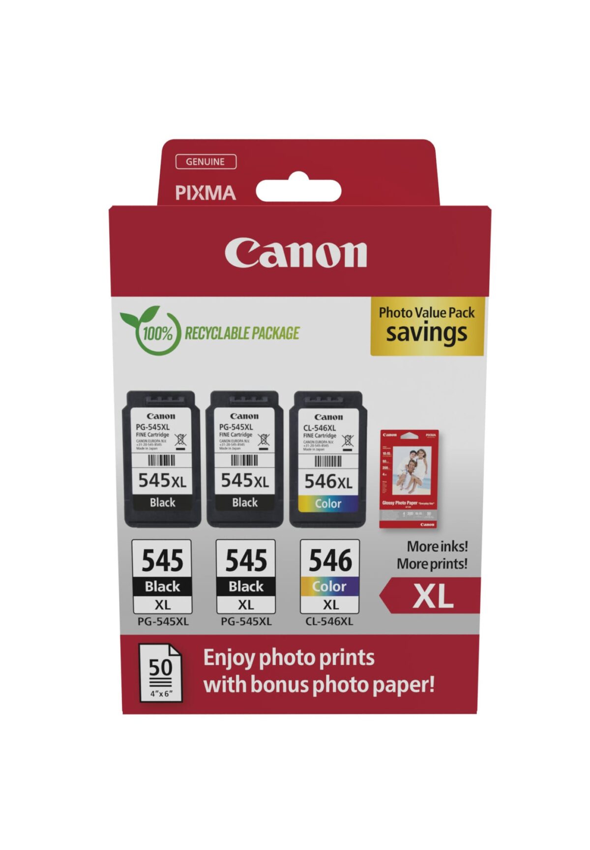 CANON Photo Value Pack XL BKCMY PGCL545/6 Pixma iP2850 2xBKXL & 1xCMYXL – Hochwertig & günstig bei ShopDeca