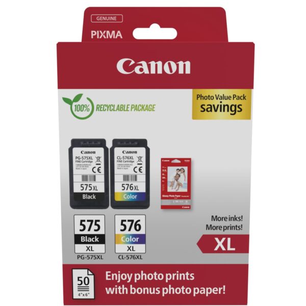 CANON Photo Value Pack XL BKCMY PGCL575/6 Pixma TR4750i GP-501 50Bl.