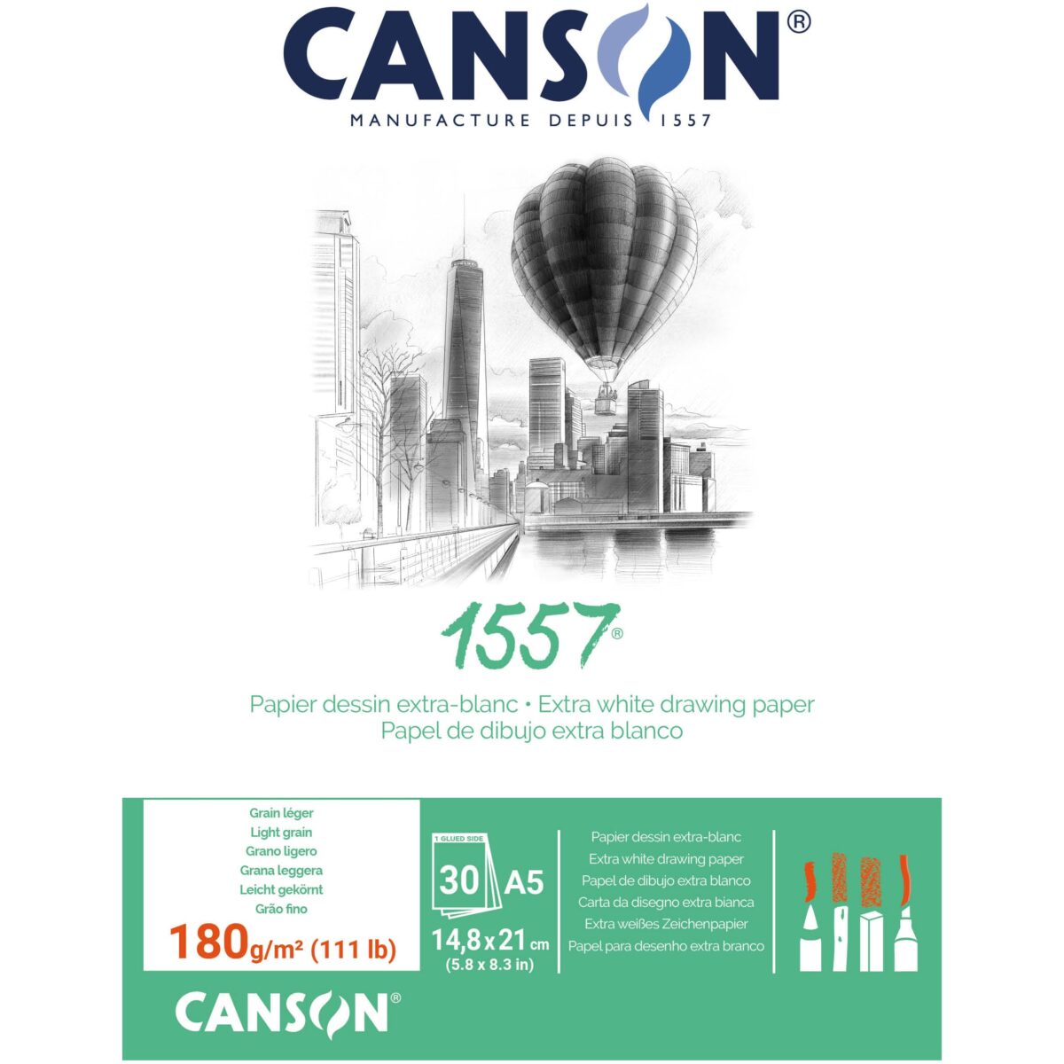 CANSON Skizzenblock 1557 A5 204127413 30 Blatt, geleimt, 180g – Hochwertig & günstig bei ShopDeca