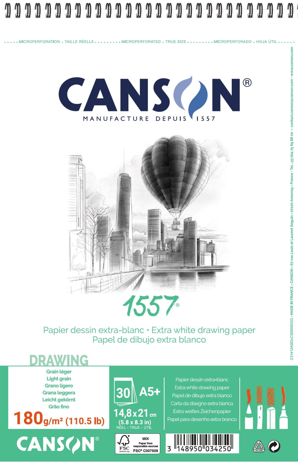 CANSON Skizzenpapier A5 31412A003 180g, weiss 30 Blatt – Hochwertig & günstig bei ShopDeca