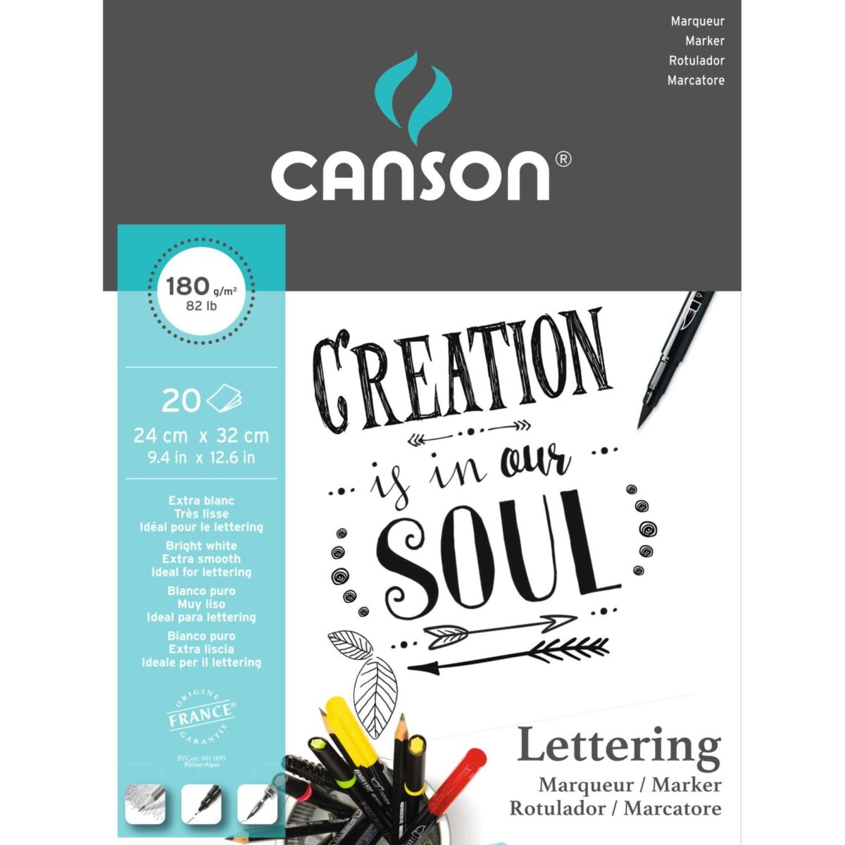 CANSON Letteringblock 24x32cm 400109921 20 Blatt, bright white, 180g – Hochwertig & günstig bei ShopDeca