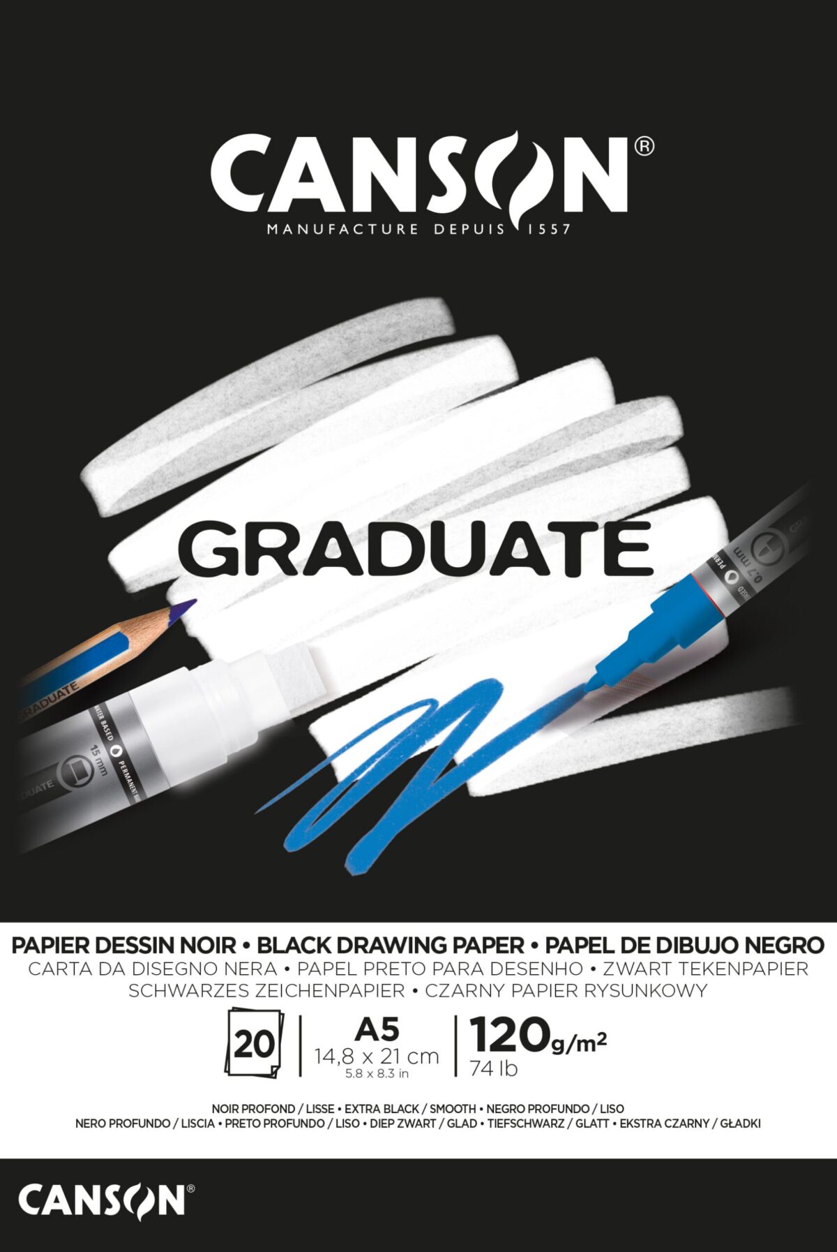 CANSON Graduate Zeichenpapier A5 400110385 20 Blatt, schwarz, 120g – Hochwertig & günstig bei ShopDeca