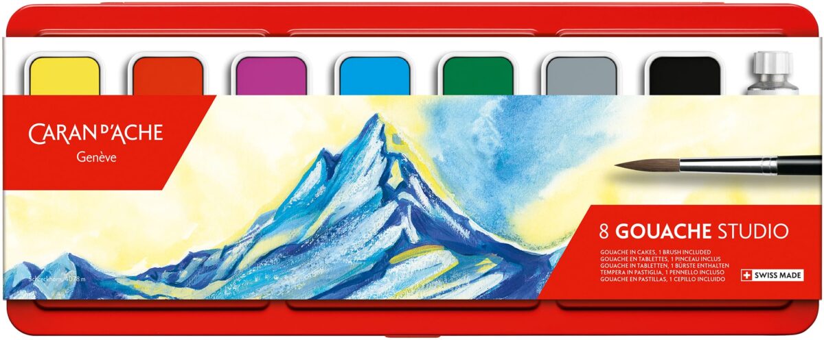 CARAN D'ACHE Deckfarbe Gouache 1000.308 7 Farben Deckweiss, Pinsel – Hochwertig & günstig bei ShopDeca