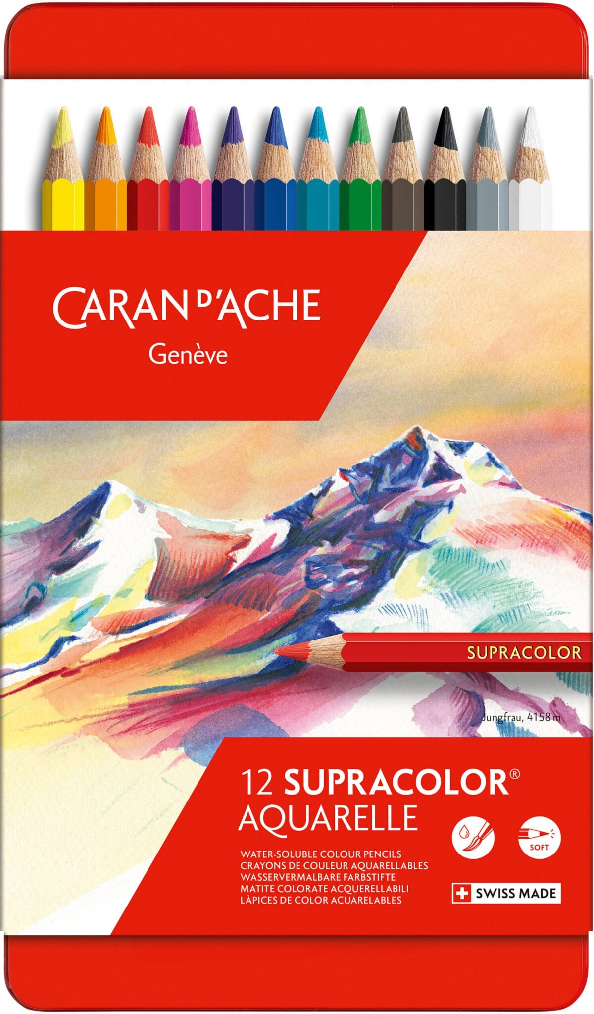 CARAN D'ACHE Farbstifte Supracolor 3,8mm 3888.312 ass. in Metallsch. 12 Stück – Hochwertig & günstig bei ShopDeca