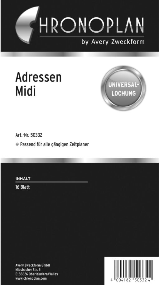CHRONOPLAN Adressen 50332Z.25 16 Blatt Midi