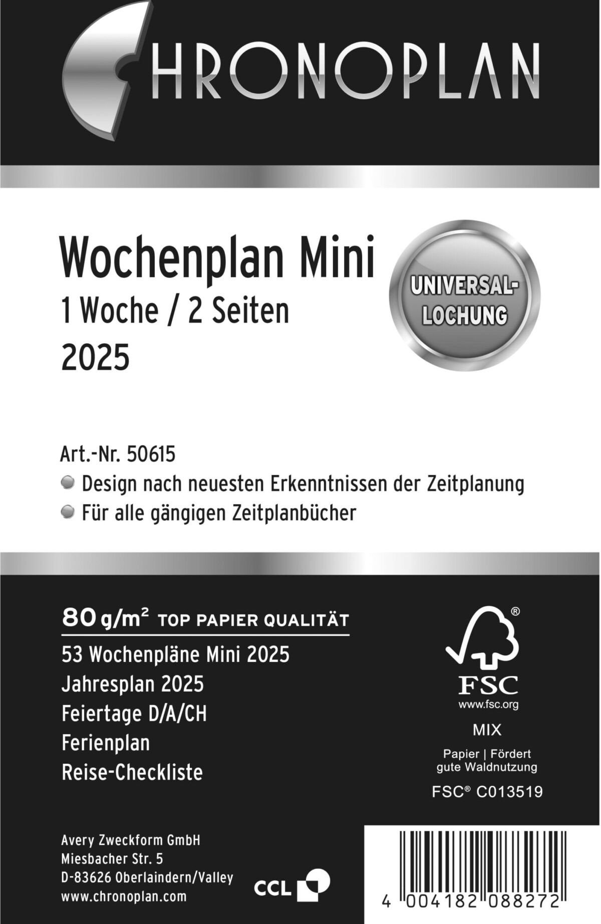 CHRONOPLAN Ersatz Wochenblätter 2025 50615Z.25 1W/2S Mini – Hochwertig & günstig bei ShopDeca