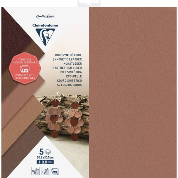 CLAIREFONTAINE Schneidepapier 30.5x30.5cm 95737C kunstleder, 170g 5 Blatt