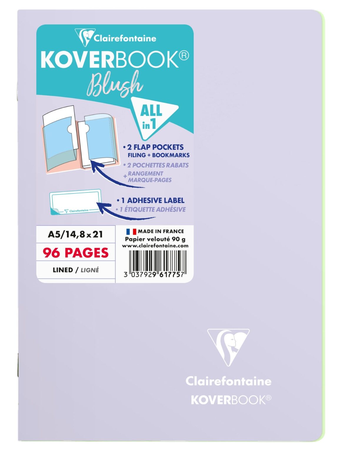 CLAIREFONTAINE Koverbook Schulheft Blush A5 961775C 90g, liniert lila / lindgrün – Hochwertig & günstig bei ShopDeca