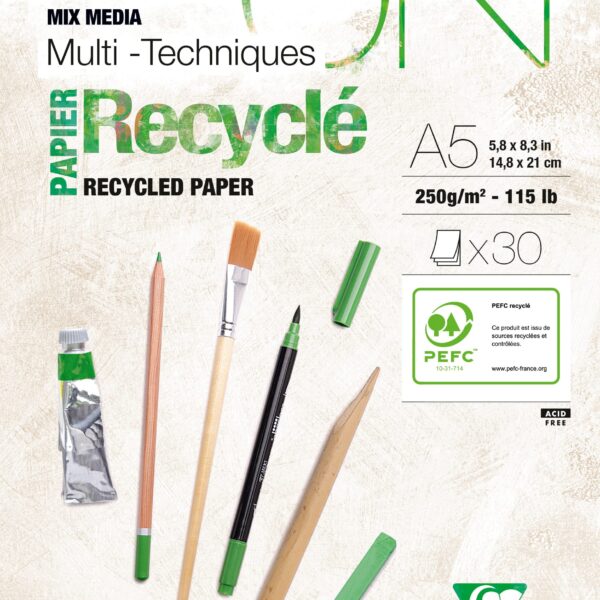 CLAIREFONTAINE Paint'On Block A5 975740C weiss,receycling 30 Blatt