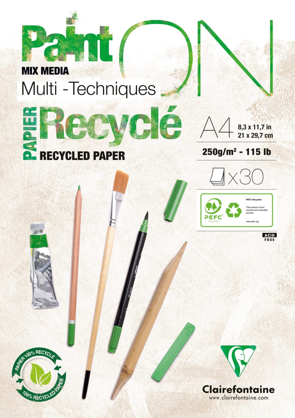 CLAIREFONTAINE Paint'On Block A4 975741C weiss, receycling 30 Blatt – Hochwertig & günstig bei ShopDeca