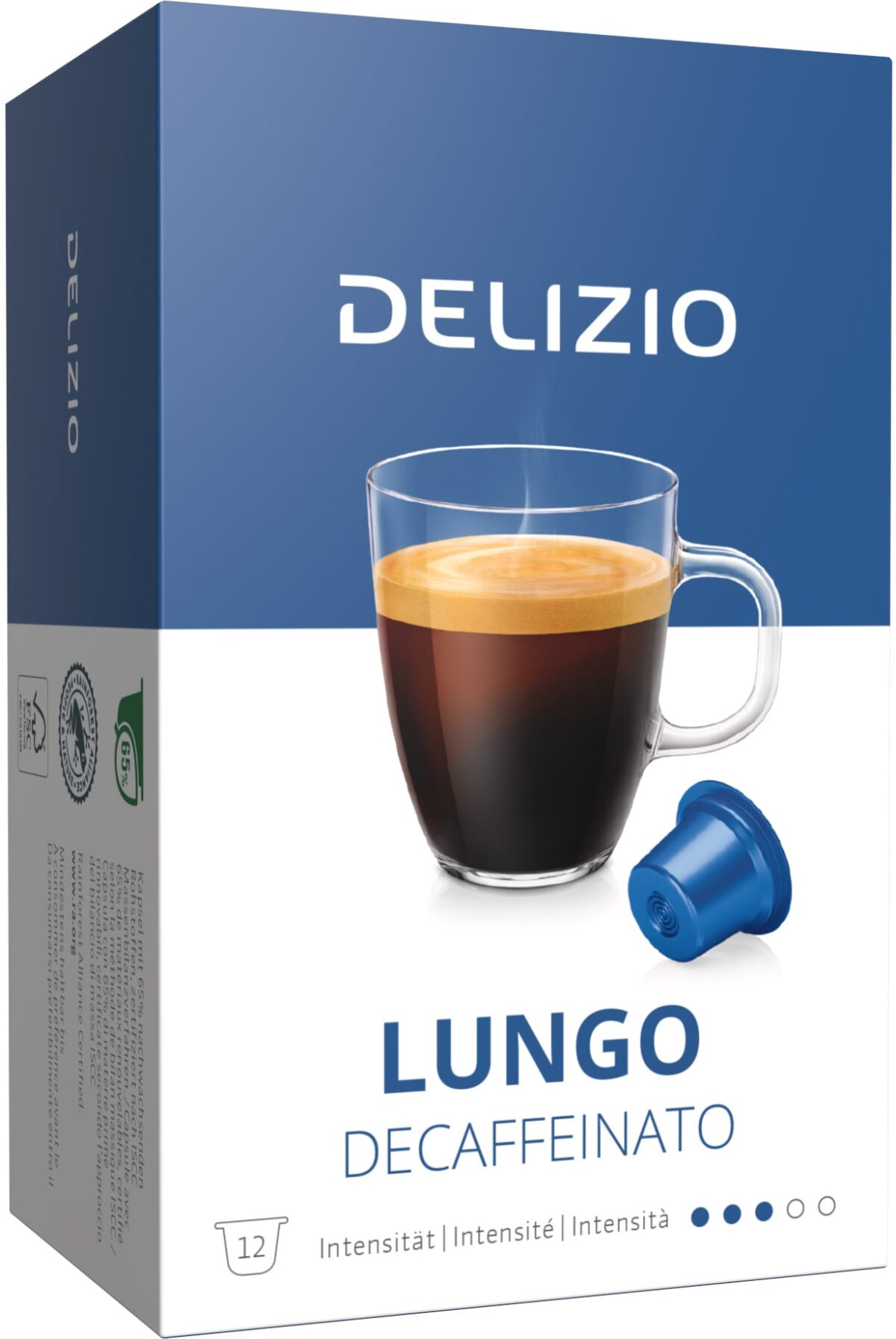DELIZIO Kaffeekapseln 2001097 Lungo Decaffeinato 12 Stück – Hochwertig & günstig bei ShopDeca