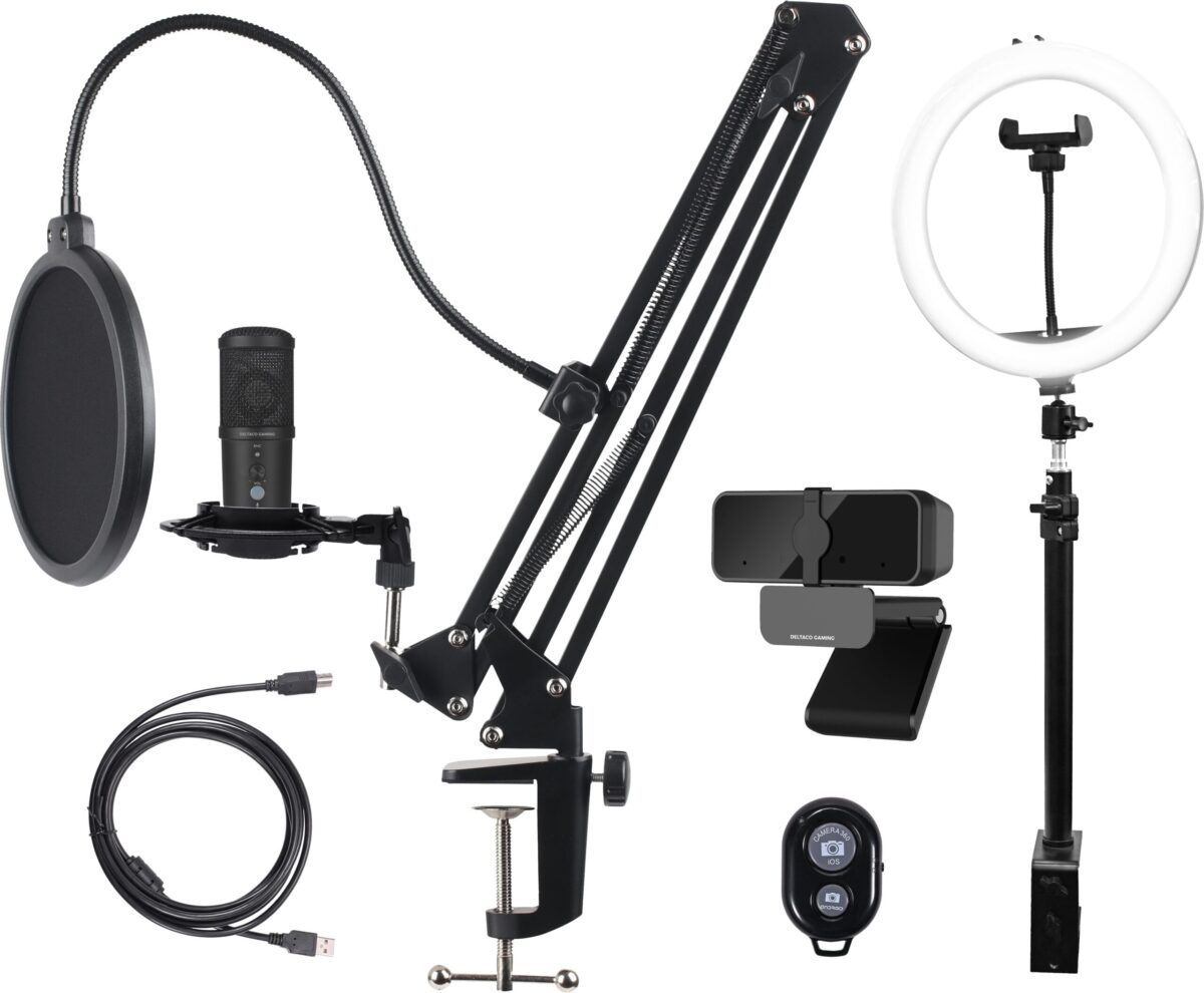 DELTACO Streaming Kit GAM-170 Webcam,Ring Light,Microphone – Hochwertig & günstig bei ShopDeca