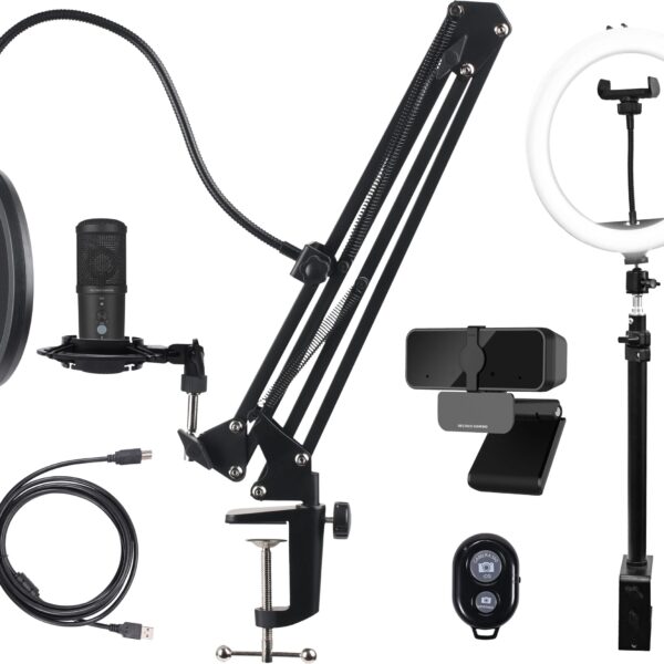 DELTACO Streaming Kit GAM-170 Webcam,Ring Light,Microphone