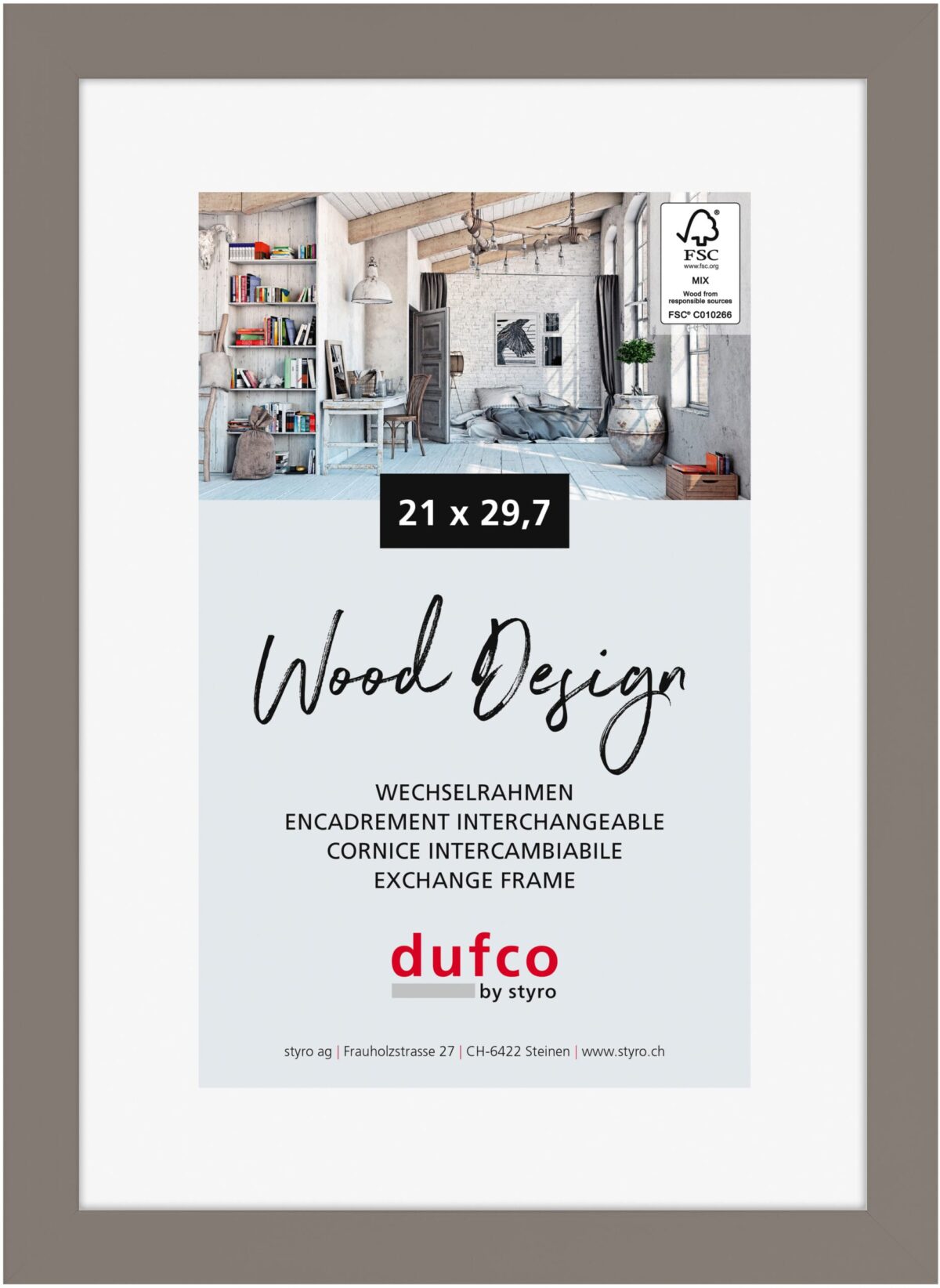 DUFCO Holz-Bilderrahmen 21x29.7cm 1610.80663 Toronto grau – Hochwertig & günstig bei ShopDeca
