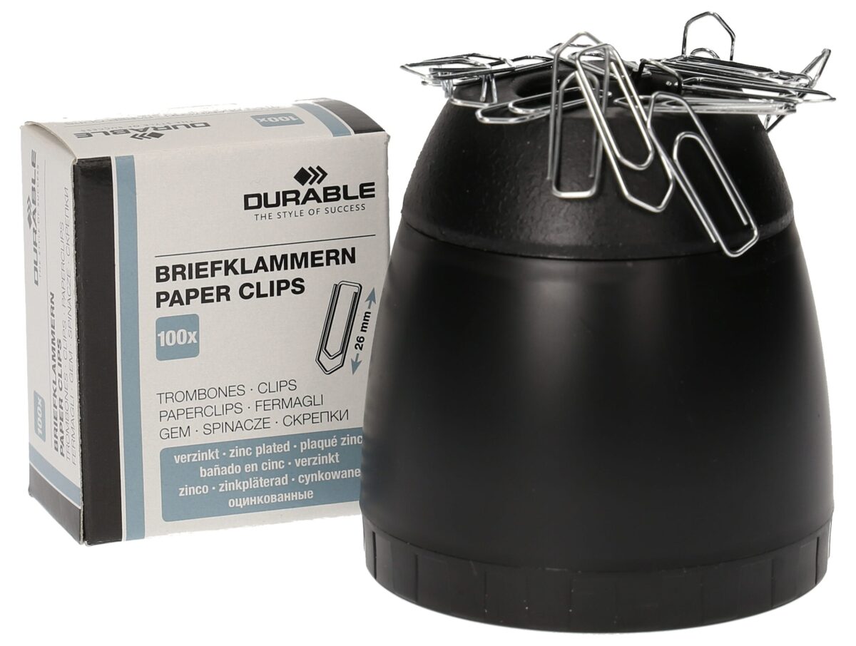 DURABLE Büroklammernspender 24mm 1709051060 schwarz, Magnetrand,100 Stück – Hochwertig & günstig bei ShopDeca