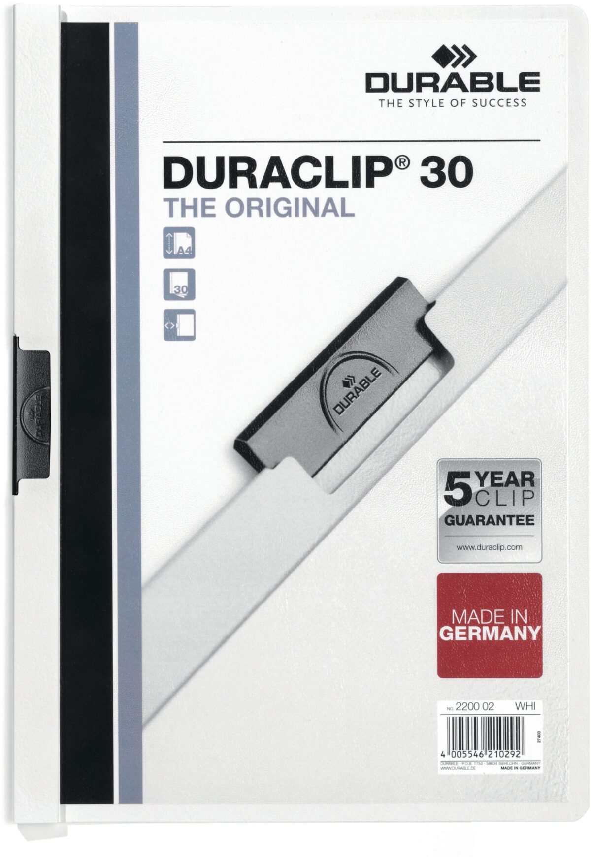 DURABLE Klemmhefter DURACLIP 30 220002 für 30 Blatt A4 weiss – Hochwertig & günstig bei ShopDeca
