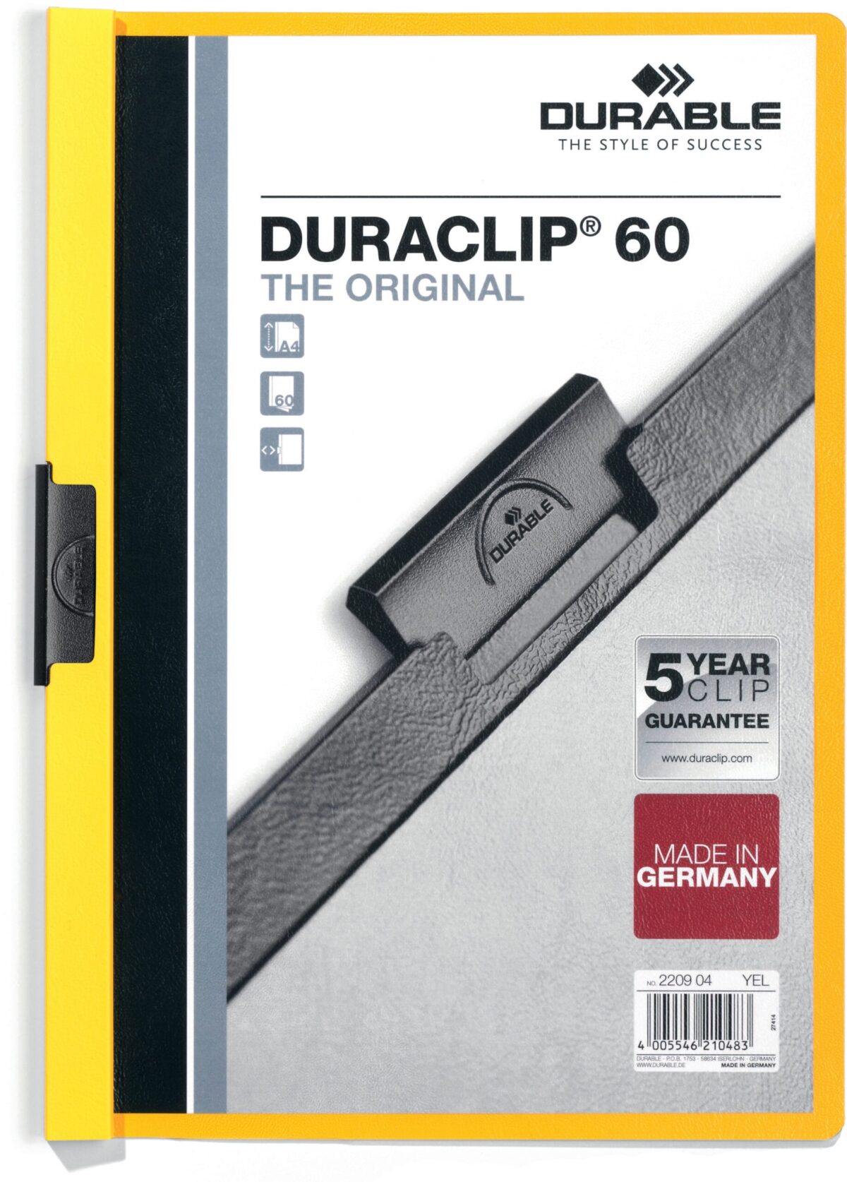 DURABLE Klemmhefter DURACLIP 60 A4 220904 für 60 Blatt A4 gelb – Hochwertig & günstig bei ShopDeca
