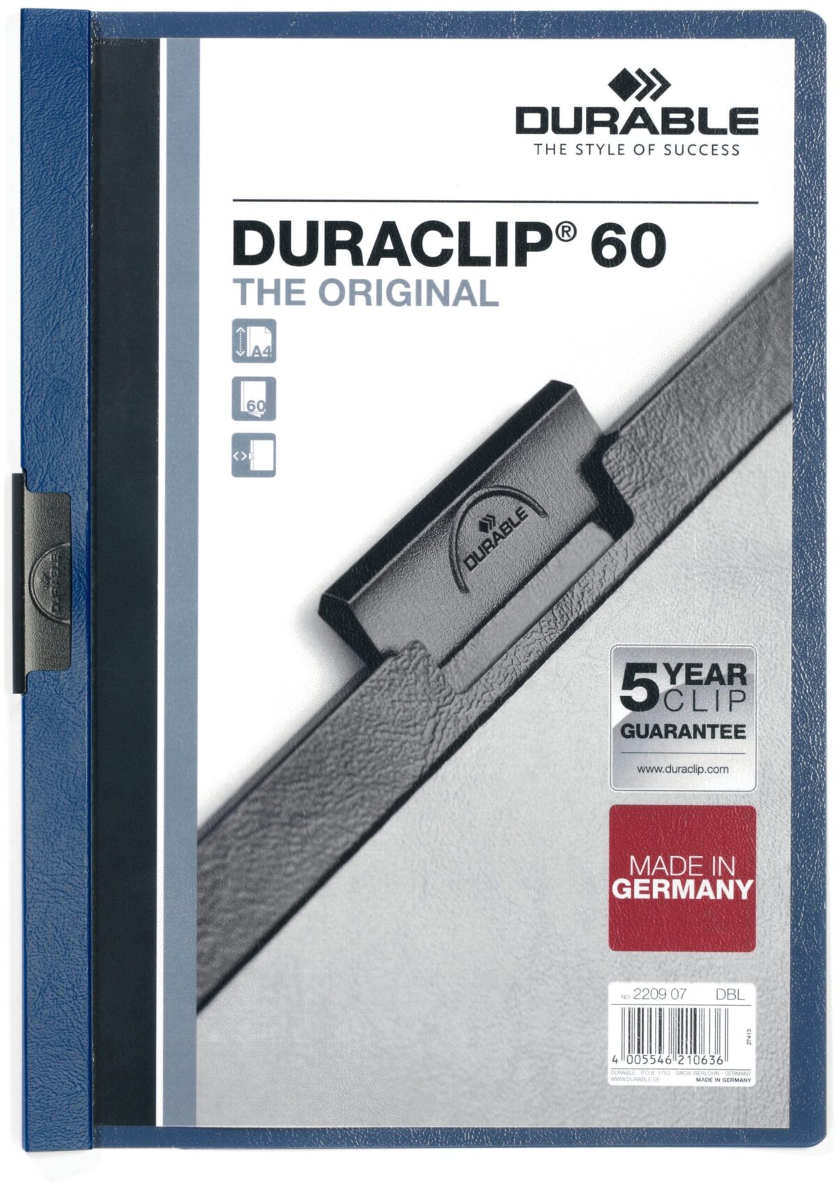 DURABLE Klemmhefter DURACLIP 60 220907 für 60 Blatt A4 dunkelblau – Hochwertig & günstig bei ShopDeca