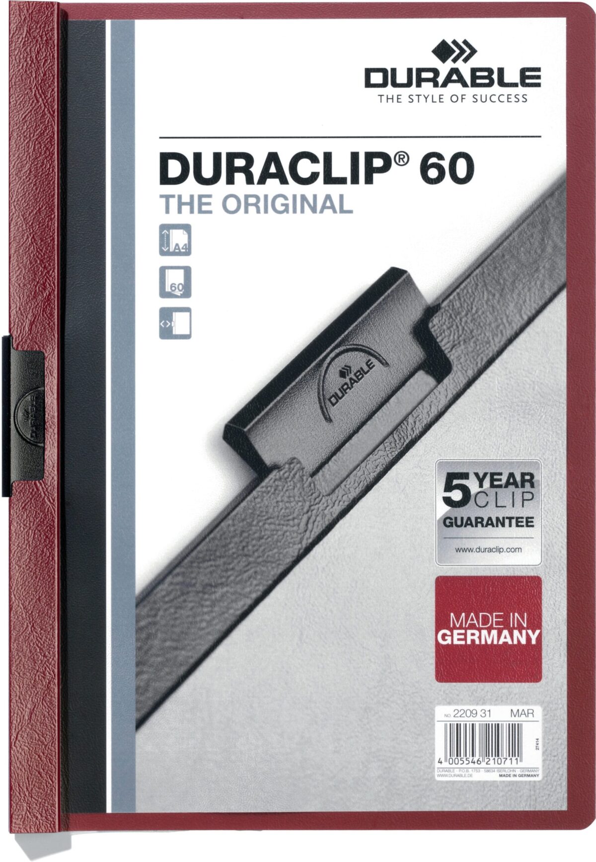DURABLE Klemmhefter DURACLIP 60 A4 220931 aubergine – Hochwertig & günstig bei ShopDeca